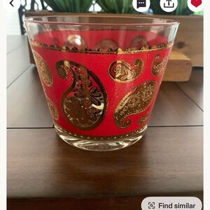 Paisley Red and Gold Glass Bowl